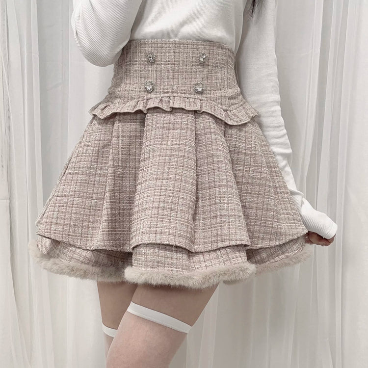 waist seal shape double-layer high-waisted short Skirt