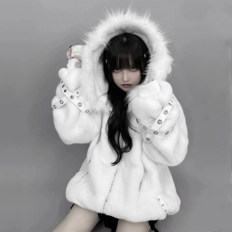 Harajuku Punk Lamb Ears Fur Coat Jacket