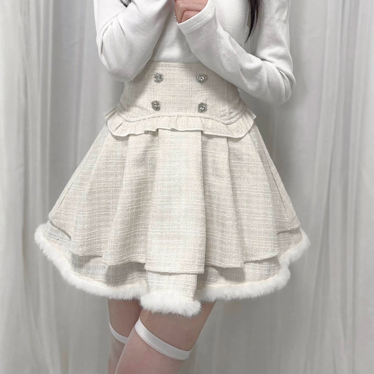 waist seal shape double-layer high-waisted short Skirt