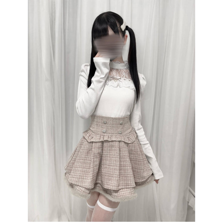 waist seal shape double-layer high-waisted short Skirt