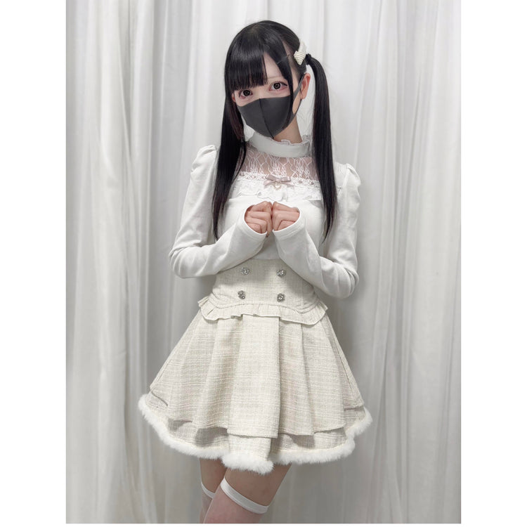 waist seal shape double-layer high-waisted short Skirt