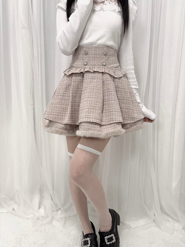 waist seal shape double-layer high-waisted short Skirt