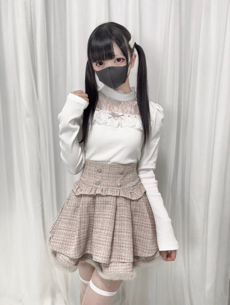 waist seal shape double-layer high-waisted short Skirt