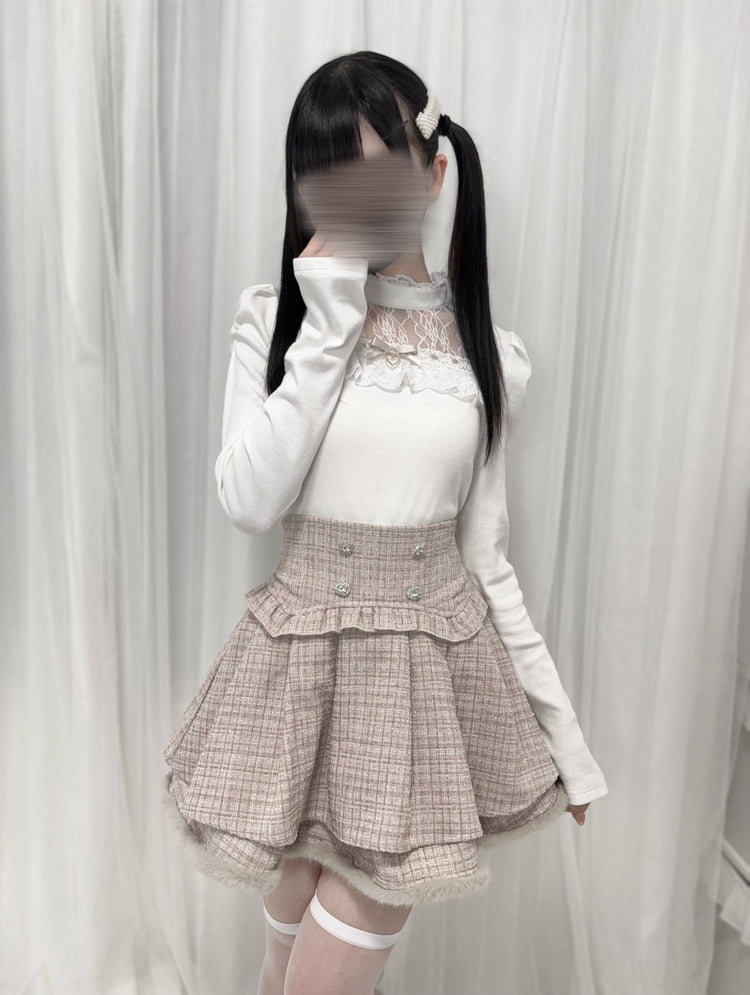 waist seal shape double-layer high-waisted short Skirt