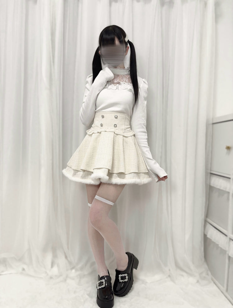 waist seal shape double-layer high-waisted short Skirt