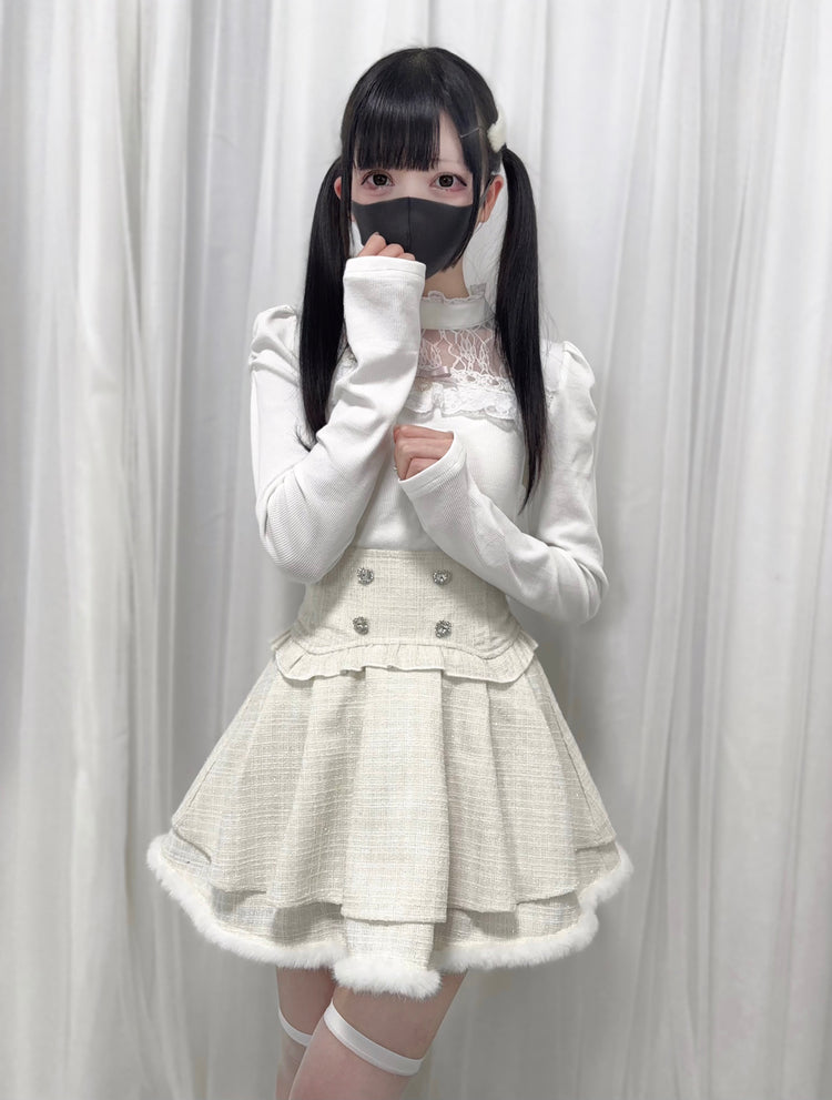 waist seal shape double-layer high-waisted short Skirt