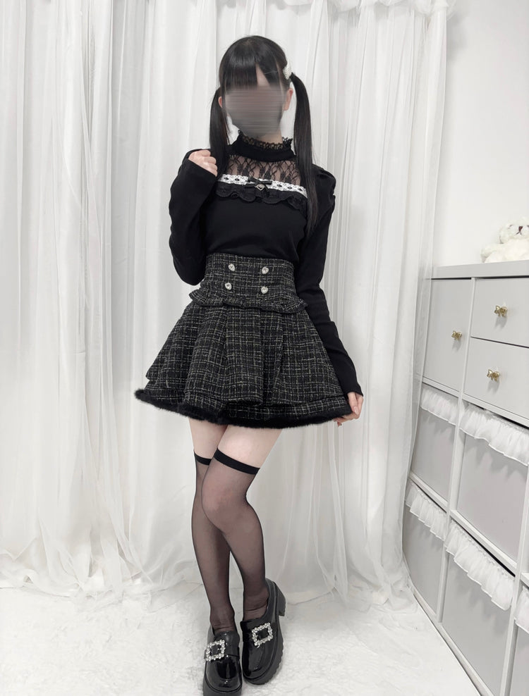 waist seal shape double-layer high-waisted short Skirt