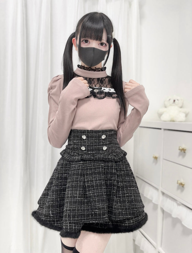 waist seal shape double-layer high-waisted short Skirt