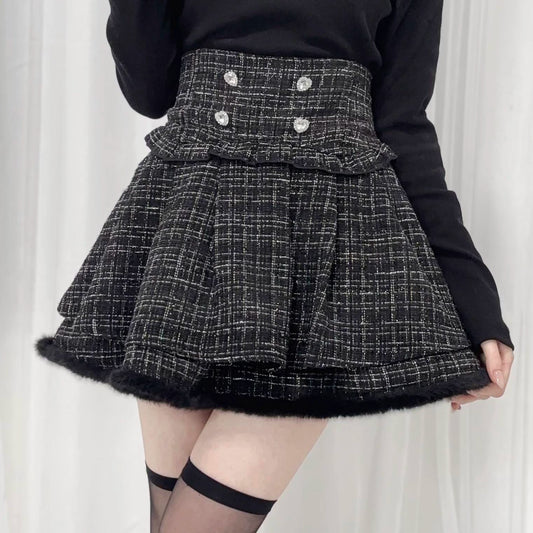 waist seal shape double-layer high-waisted short Skirt